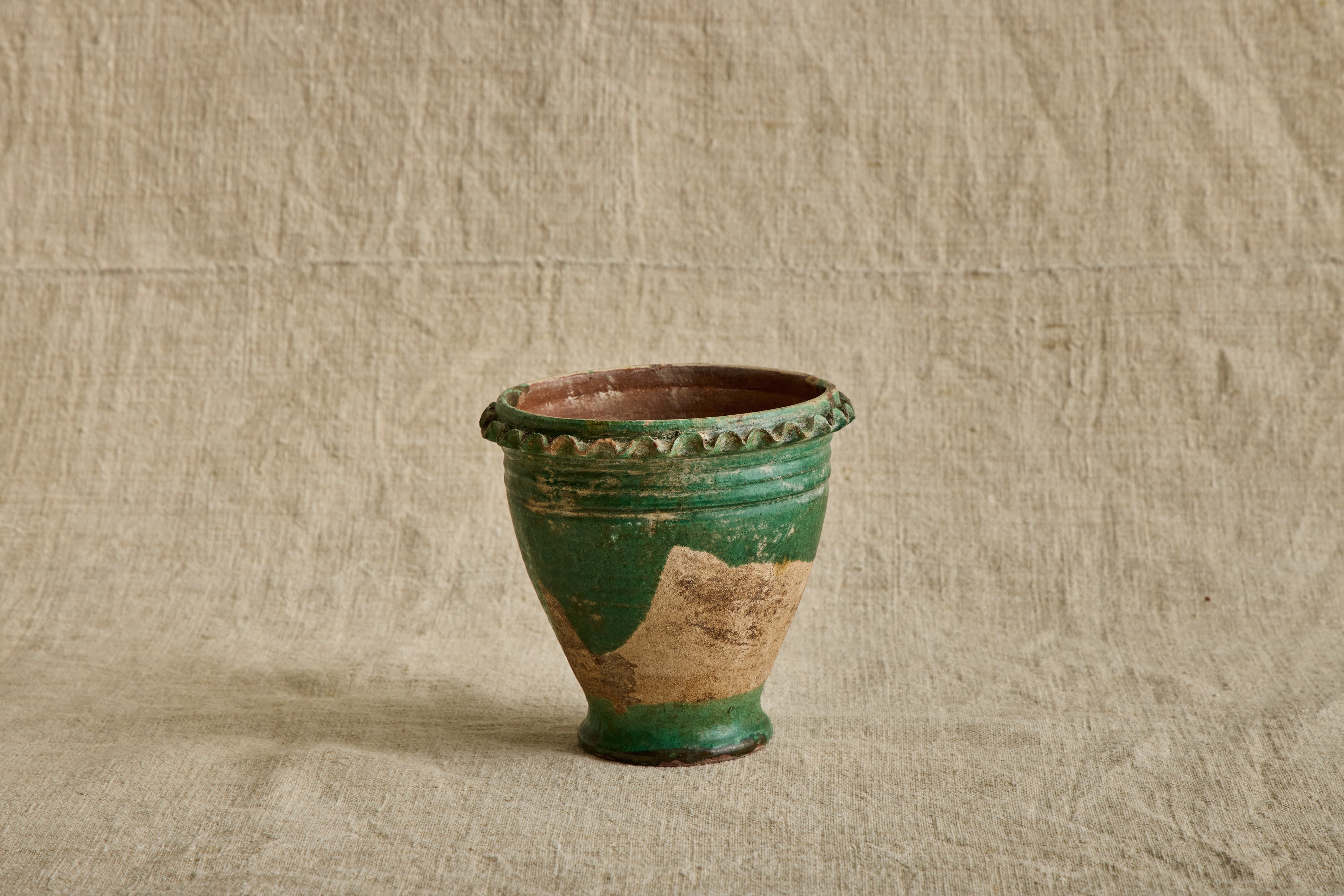 Green Scalloped Garden Pot