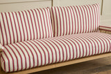 Shown in Customer's Own Material ( Ian Mankin, Blazer Stripe Peony/Airforce) and Natural Oak