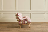 Shown in Customer's Own Material ( Ian Mankin, Blazer Stripe Peony/Airforce) and Natural Oak