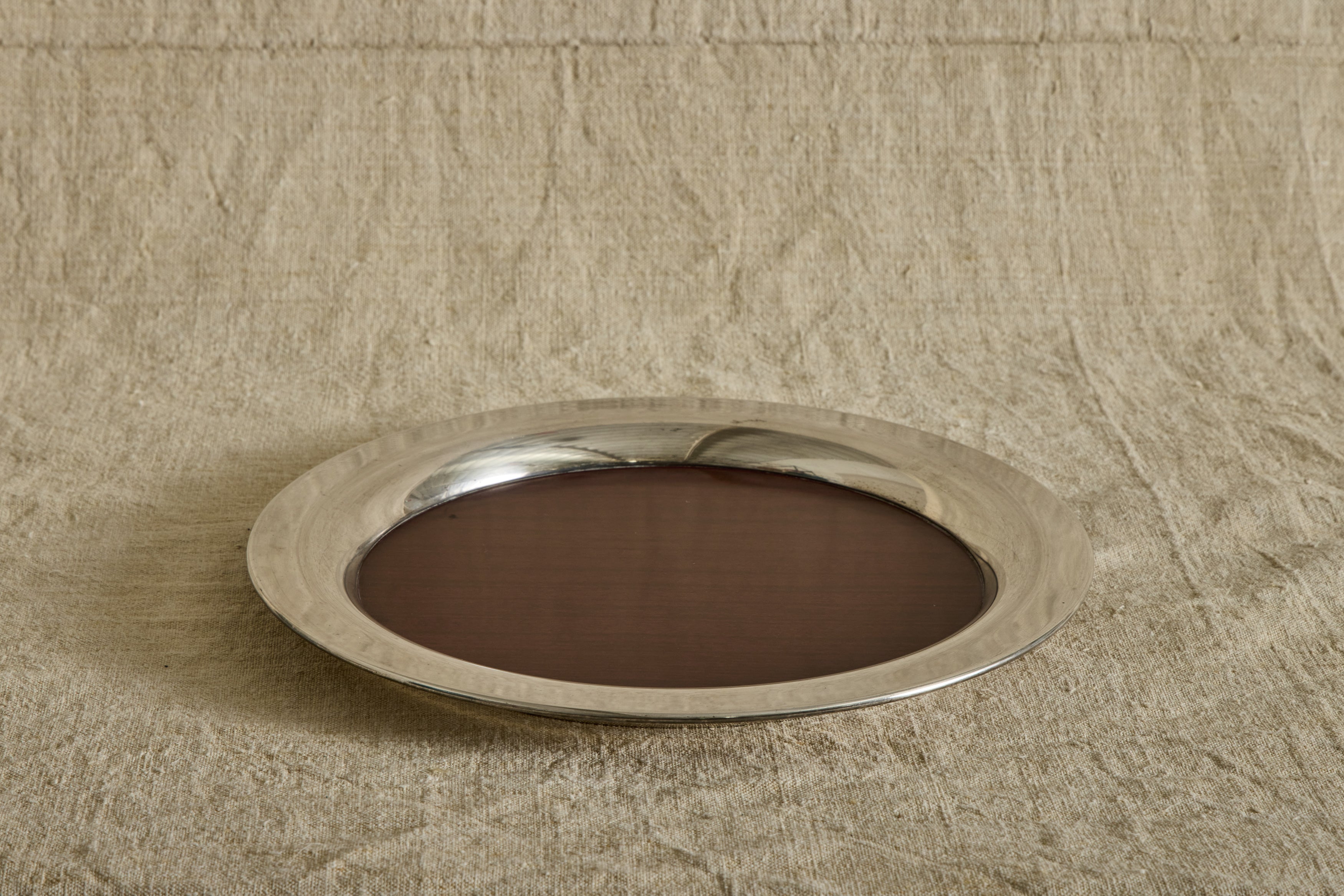 Round Faux Wood Serving Tray 14.5"