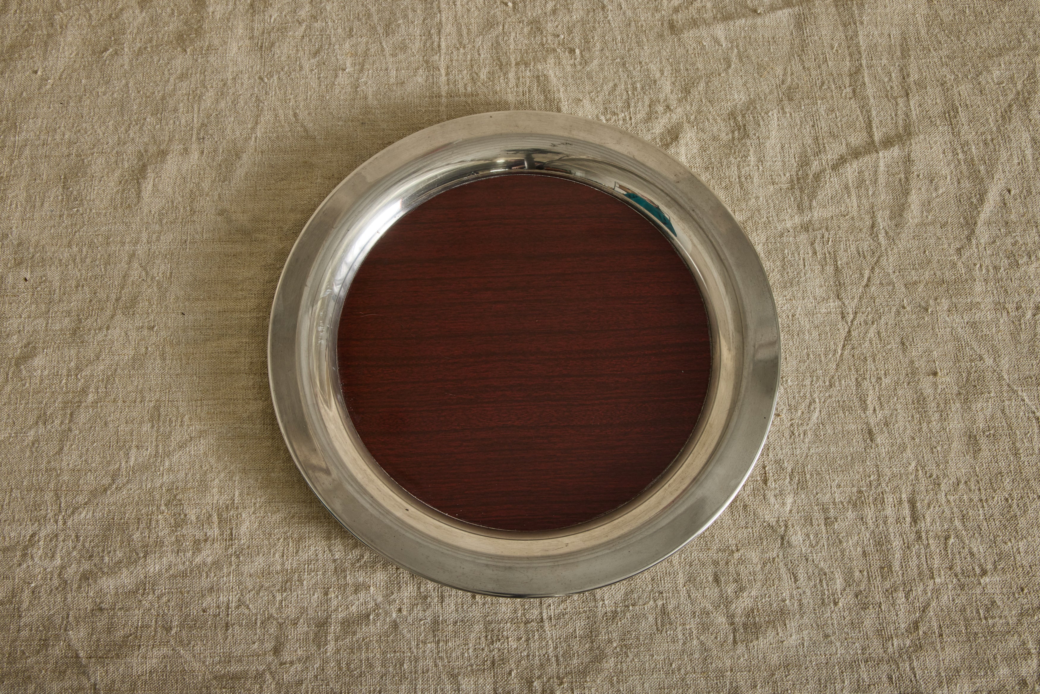 Round Faux Wood Serving Tray 14.5"