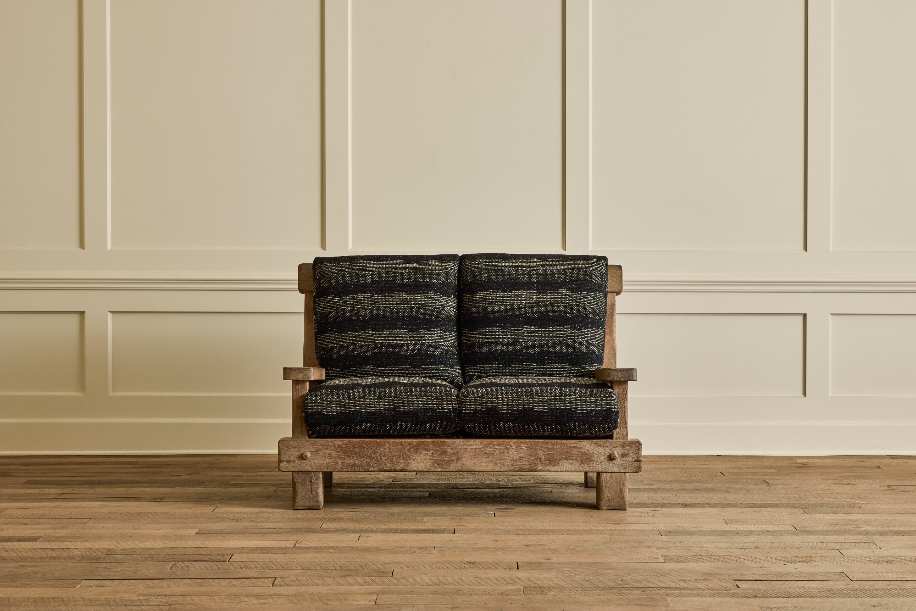 French Oak Brutalist Settee