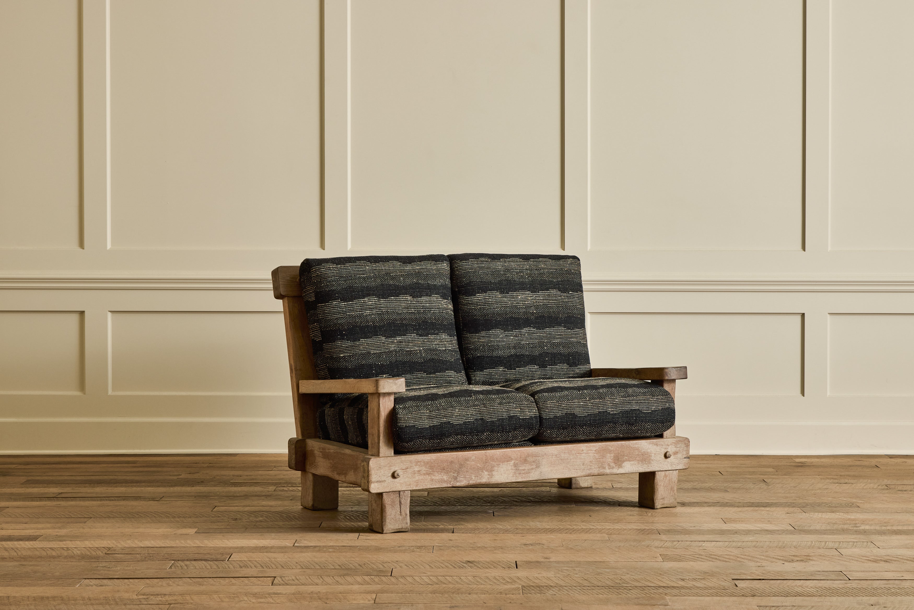 French Oak Brutalist Settee