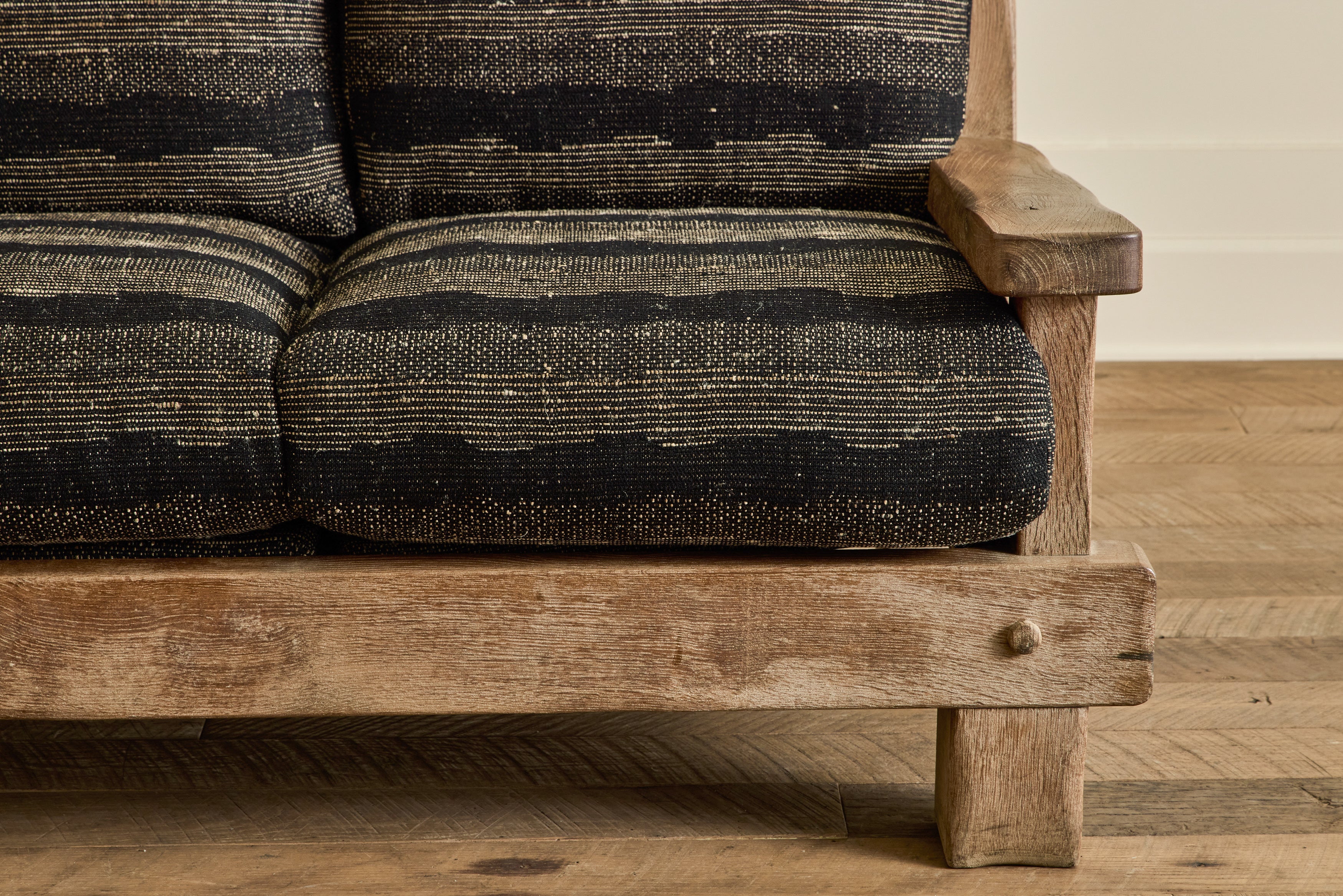 French Oak Brutalist Settee