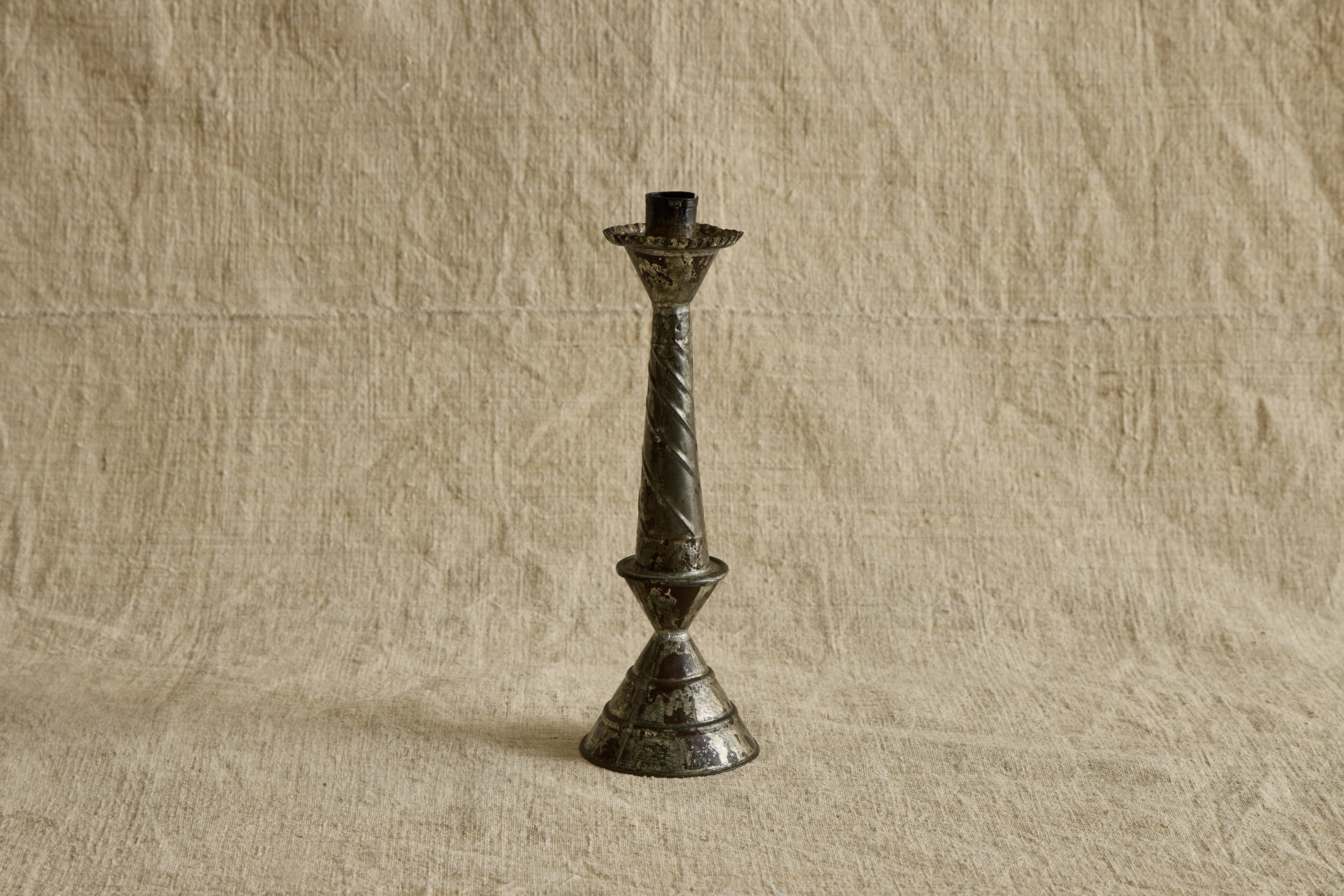 Pair of Mexican Tin Candlestick Holders