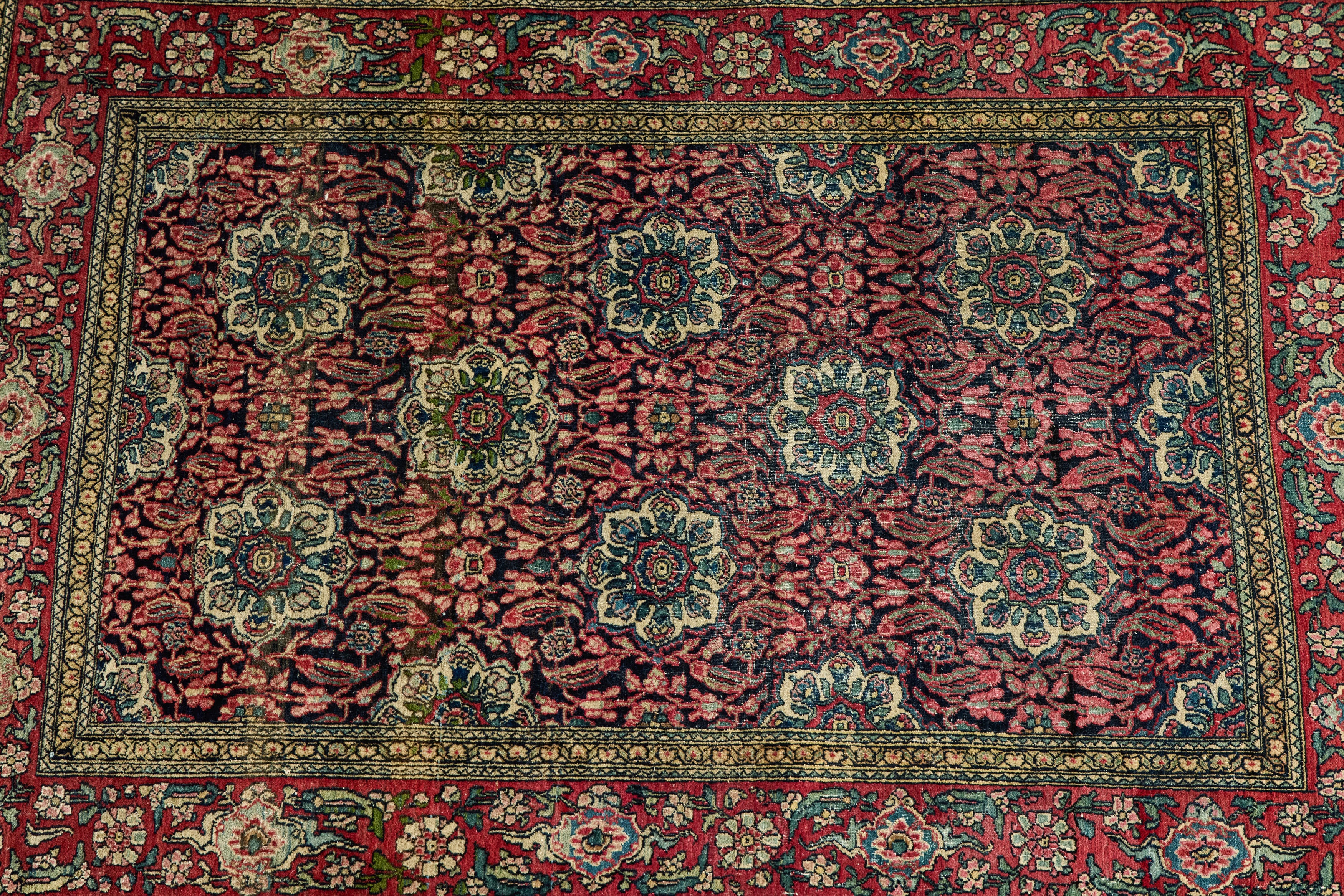 Persian Floral Throw Rug 3'4 X 4'7
