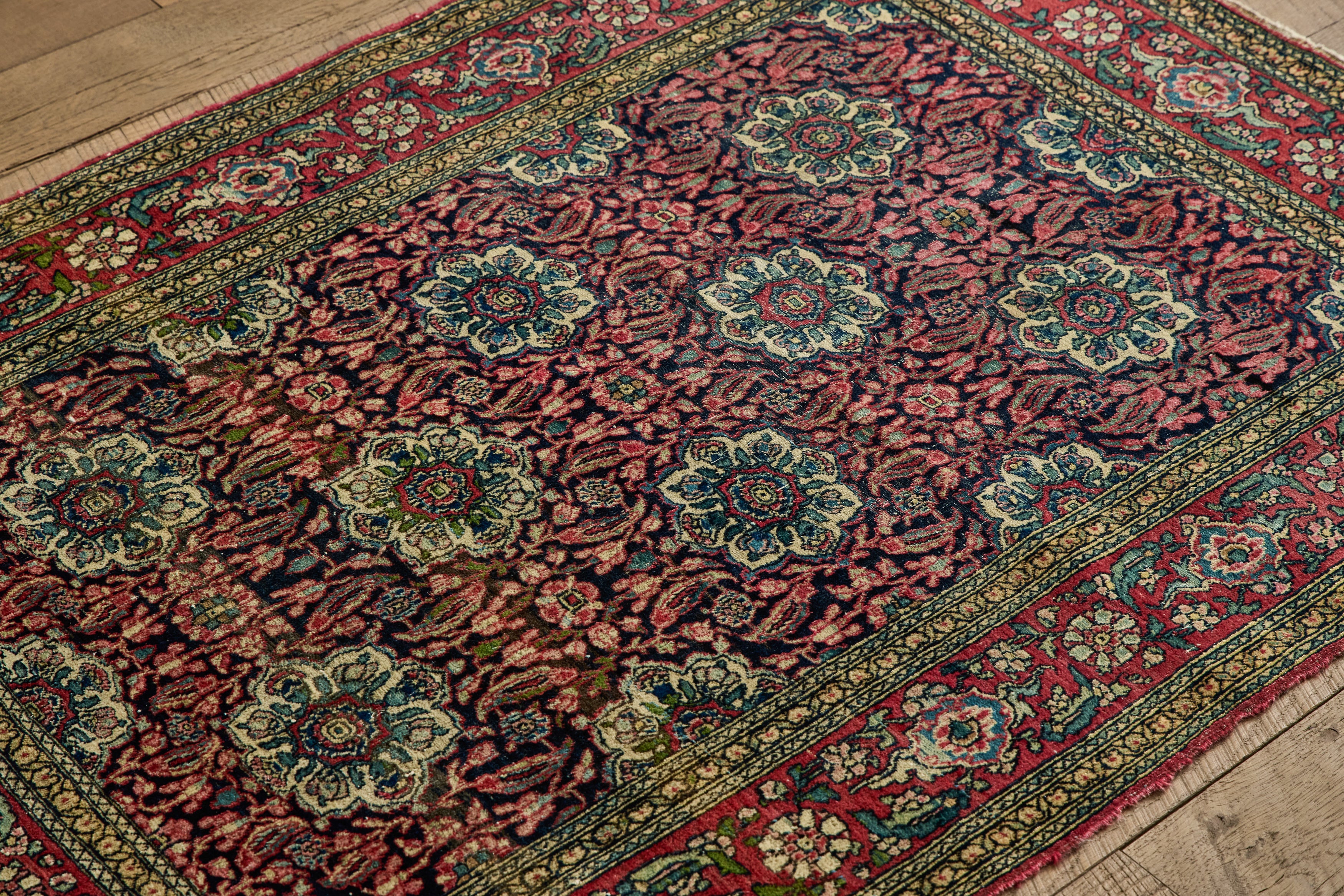 Persian Floral Throw Rug 3'4 X 4'7