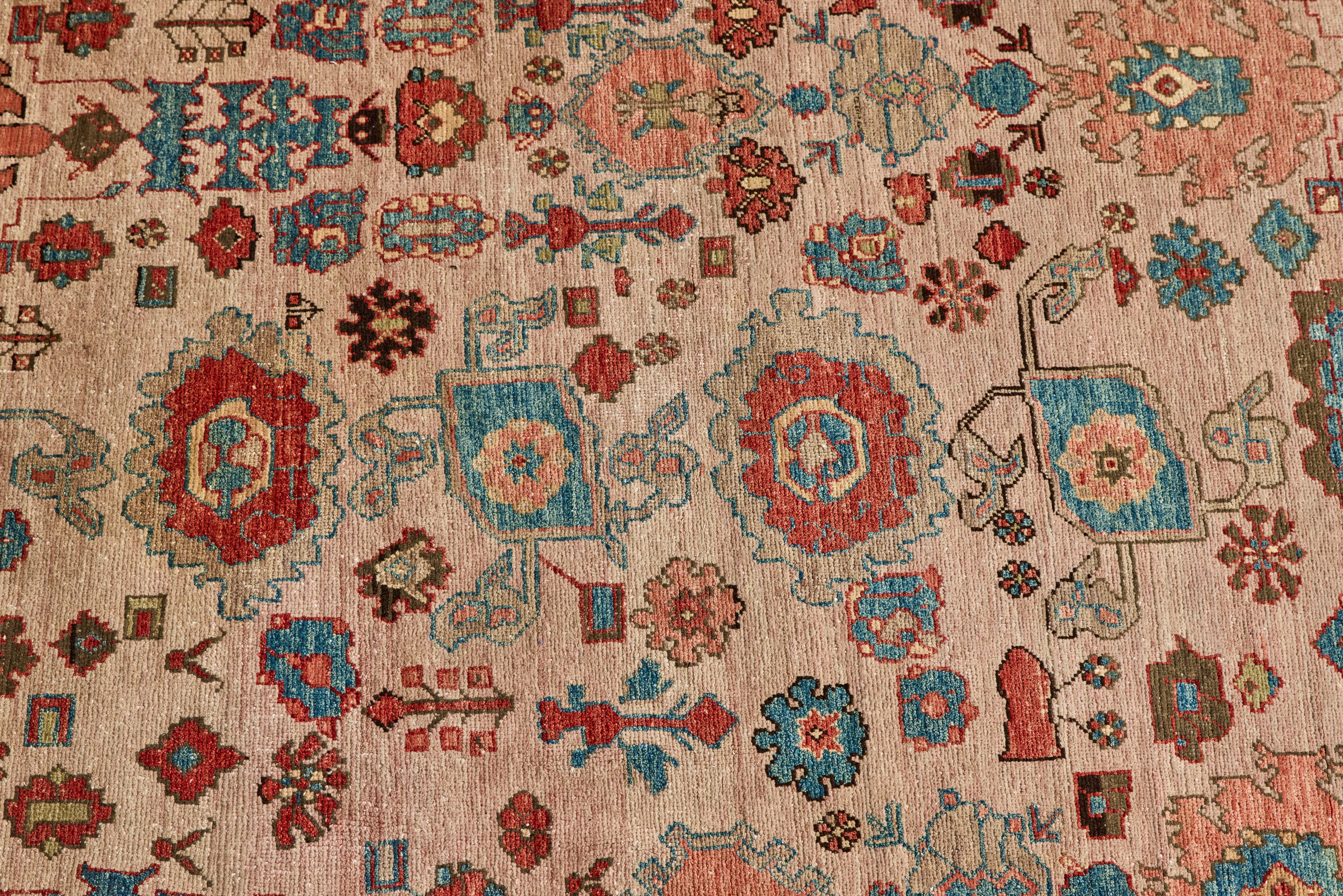 Blush & Blue Floral Heriz Rug 4'6 X 7'8