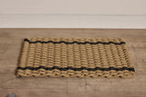 Woven Doormat in Wheat with Charcoal Stripe