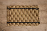 Woven Doormat in Wheat with Charcoal Stripe