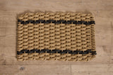 Woven Doormat in Wheat with Charcoal Stripe