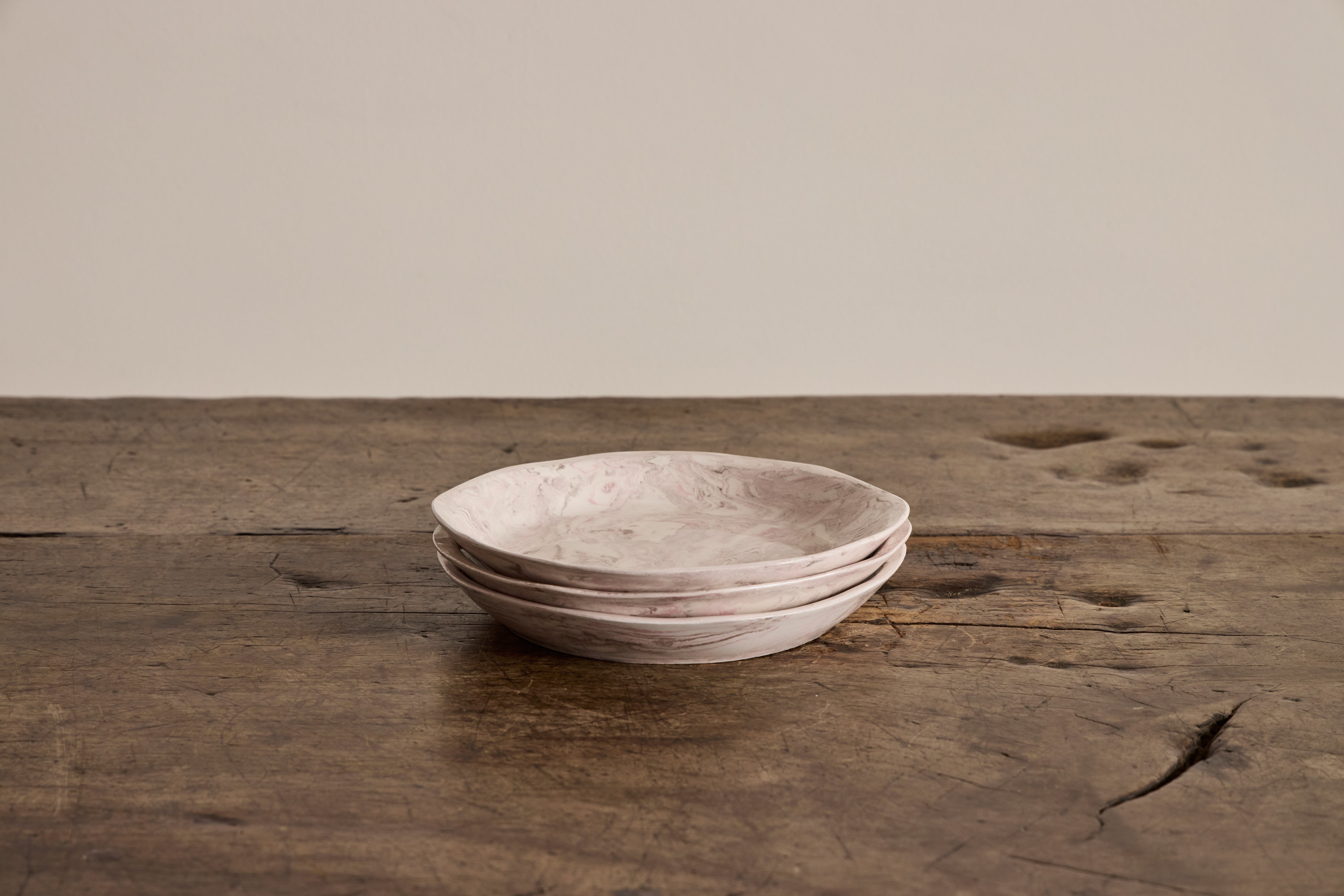 Pink Marbled Shallow Bowl