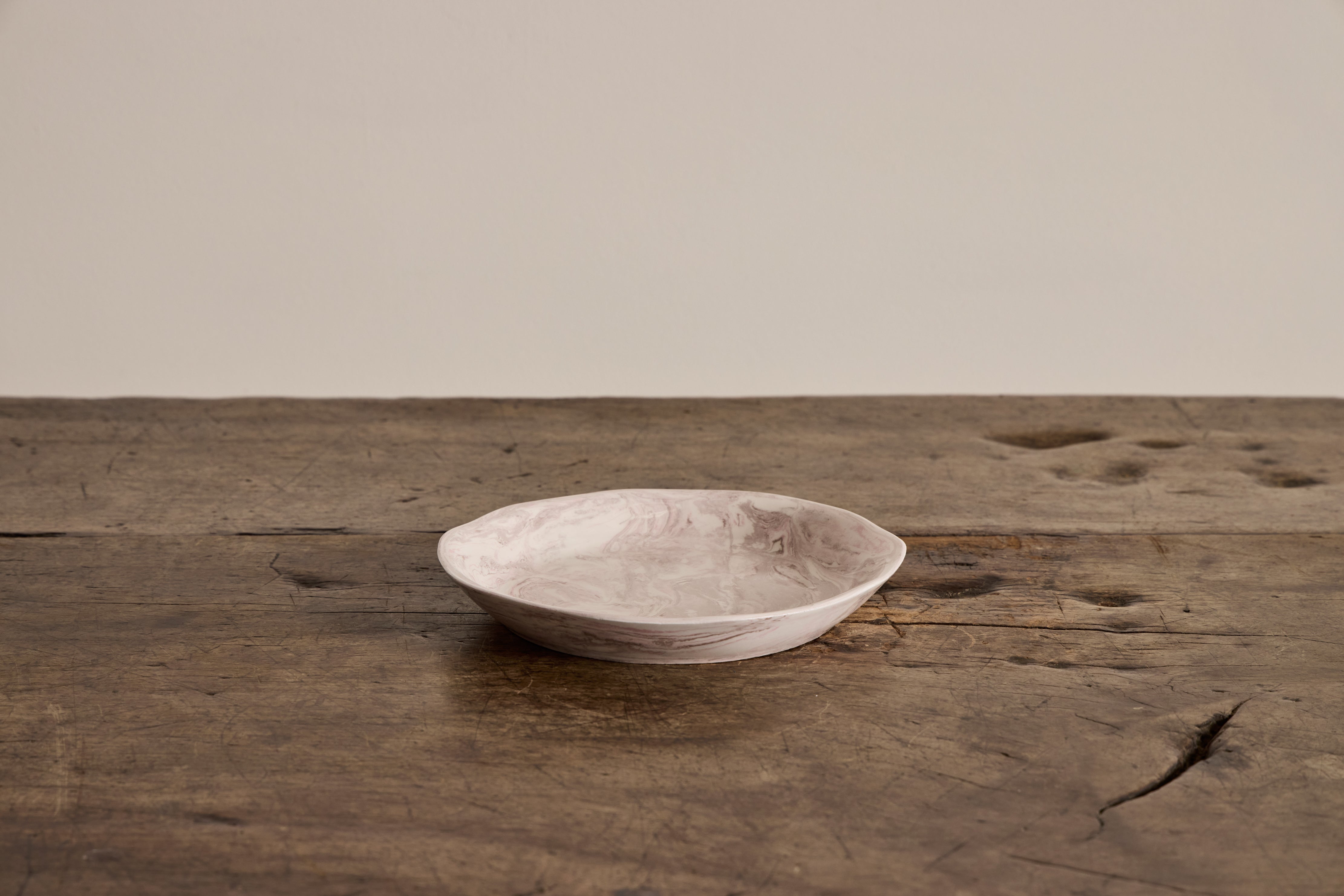 Pink Marbled Shallow Bowl