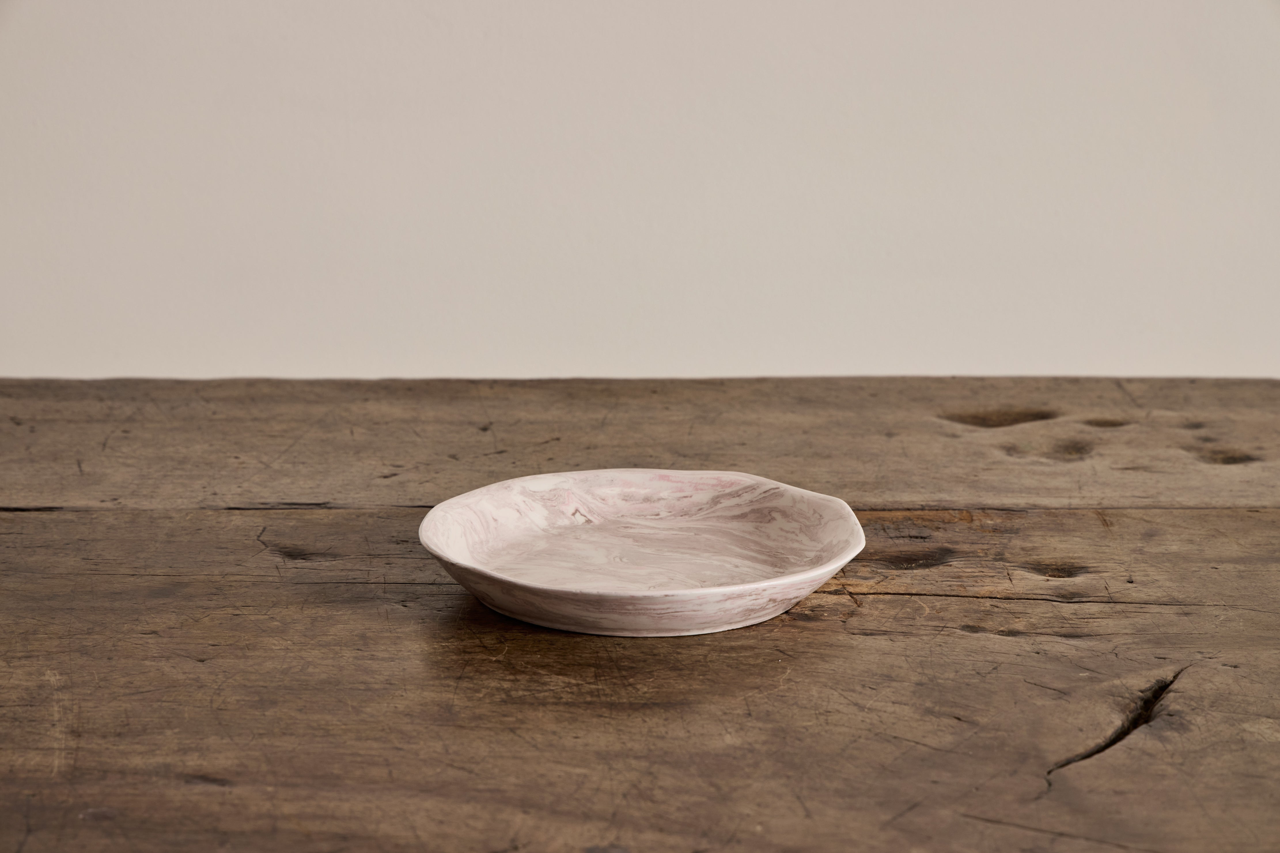 Pink Marbled Shallow Bowl
