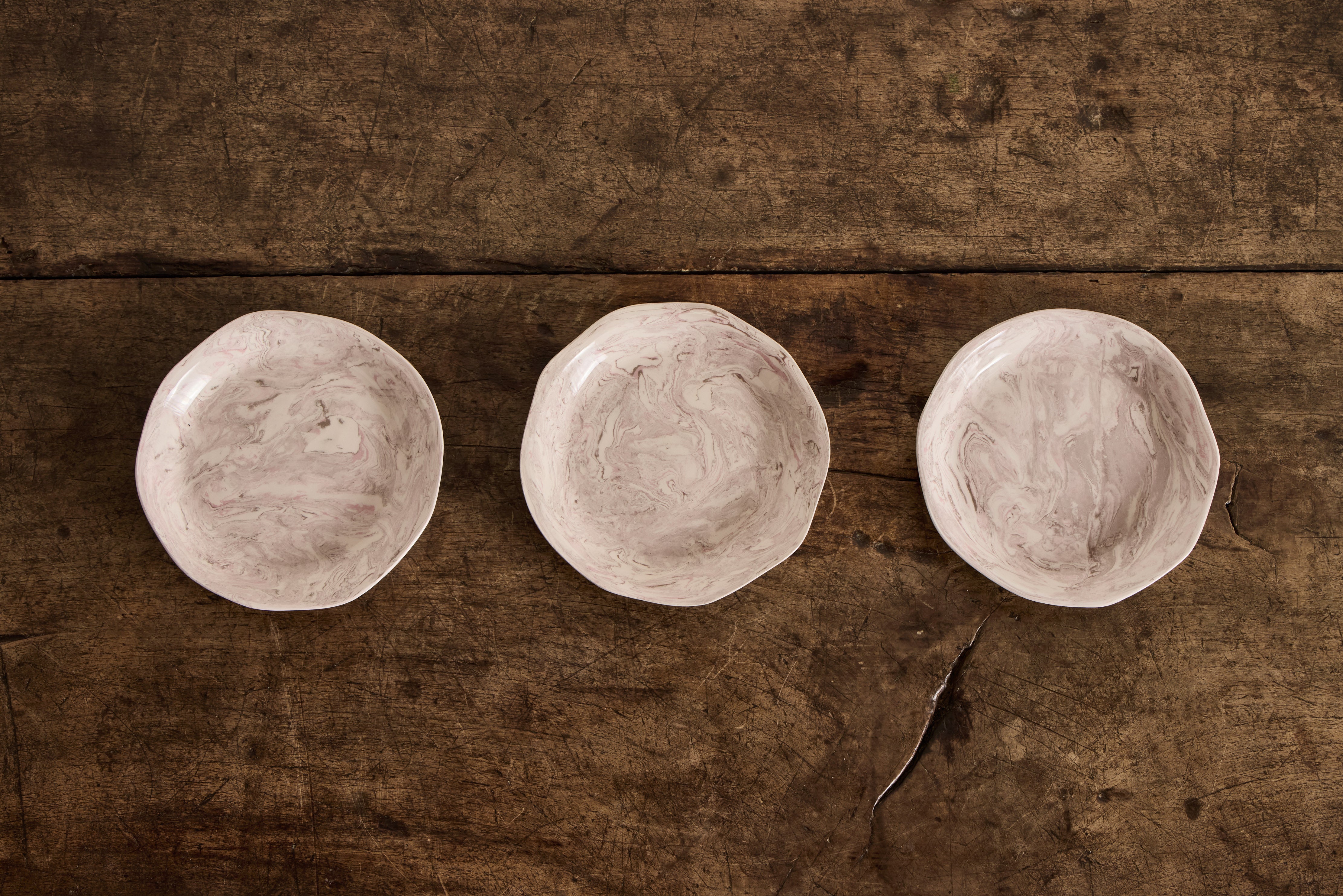 Pink Marbled Shallow Bowl