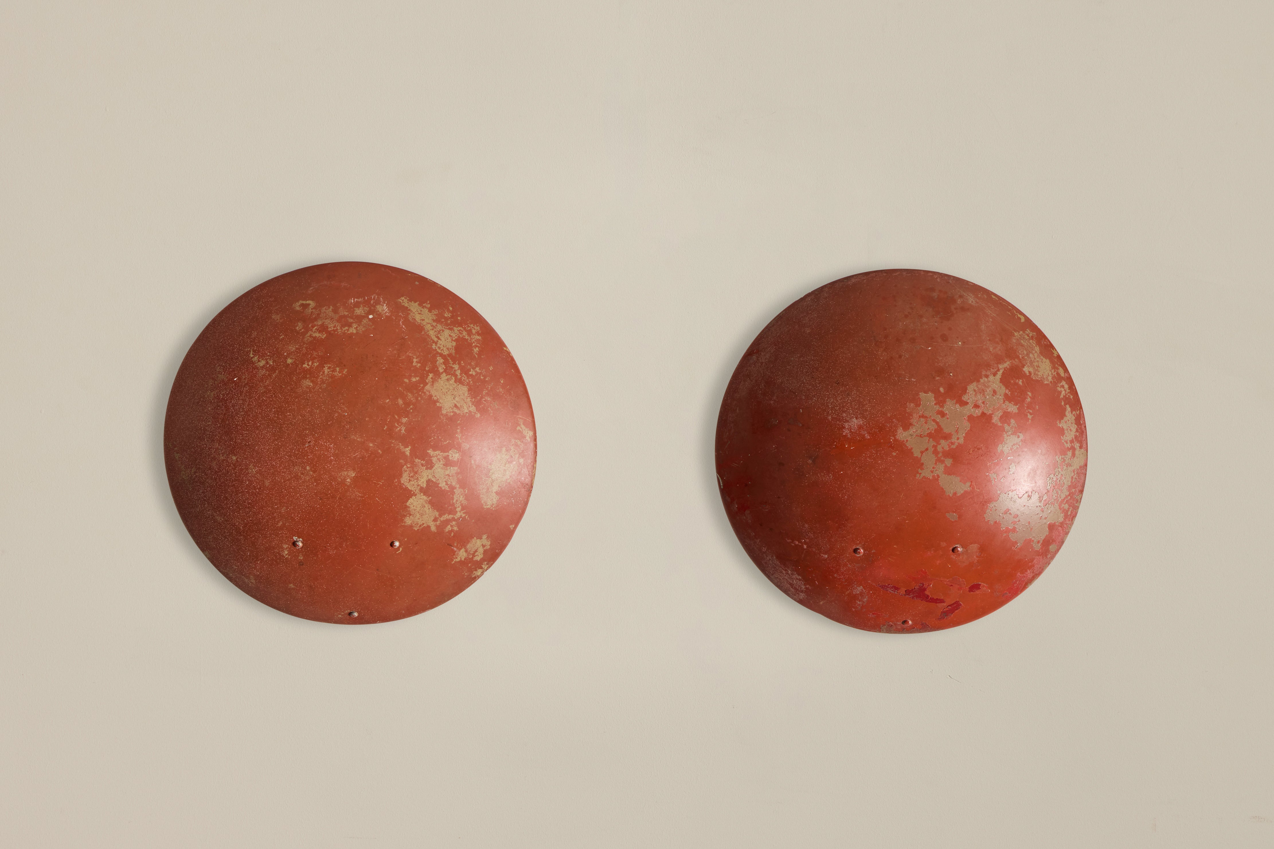 Pair of Red Dome Sconces