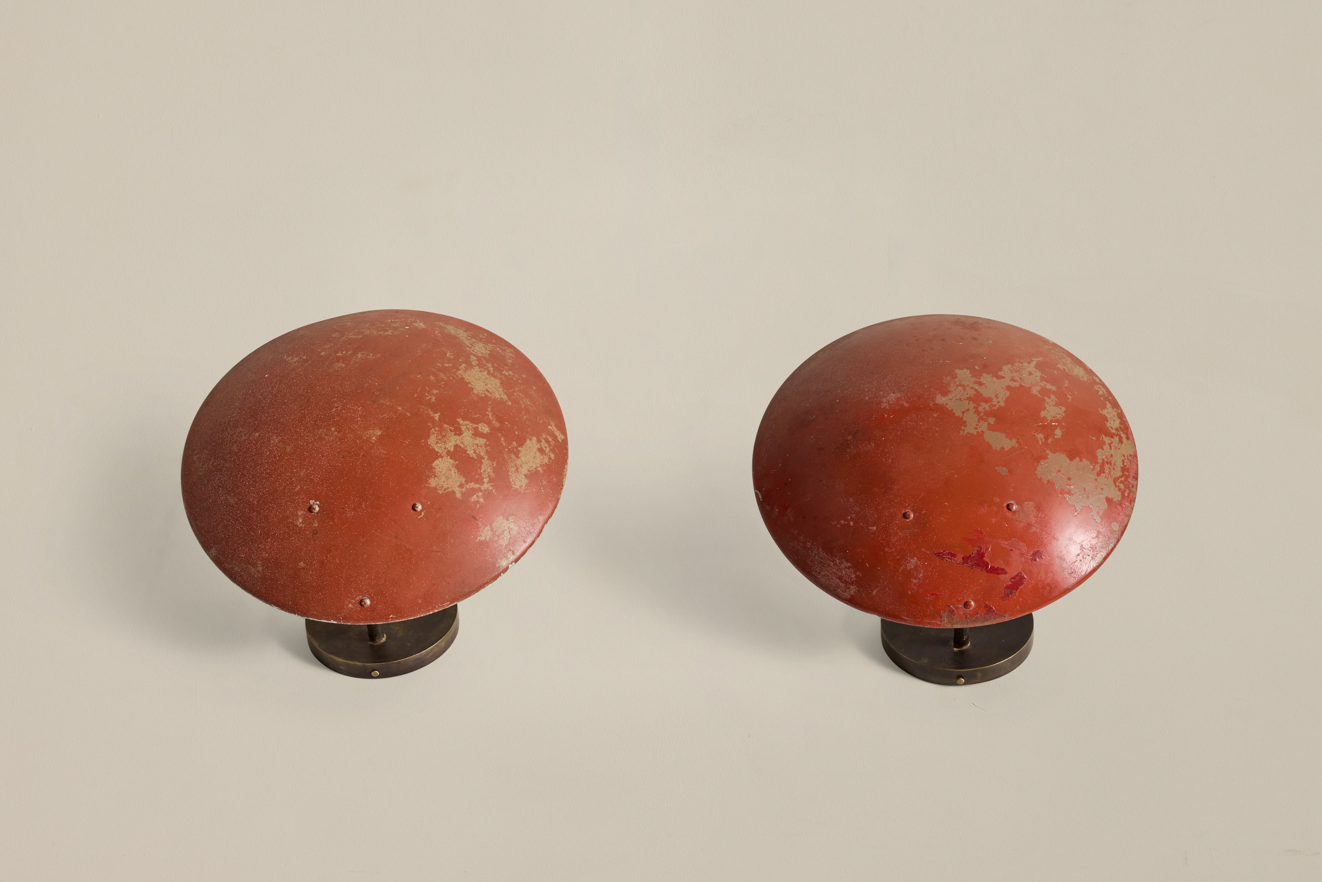 Pair of Red Dome Sconces