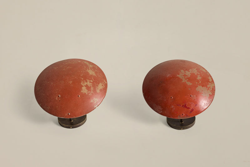 Pair of Red Dome Sconces