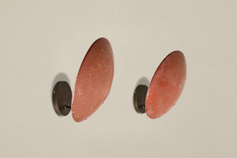 Pair of Red Dome Sconces