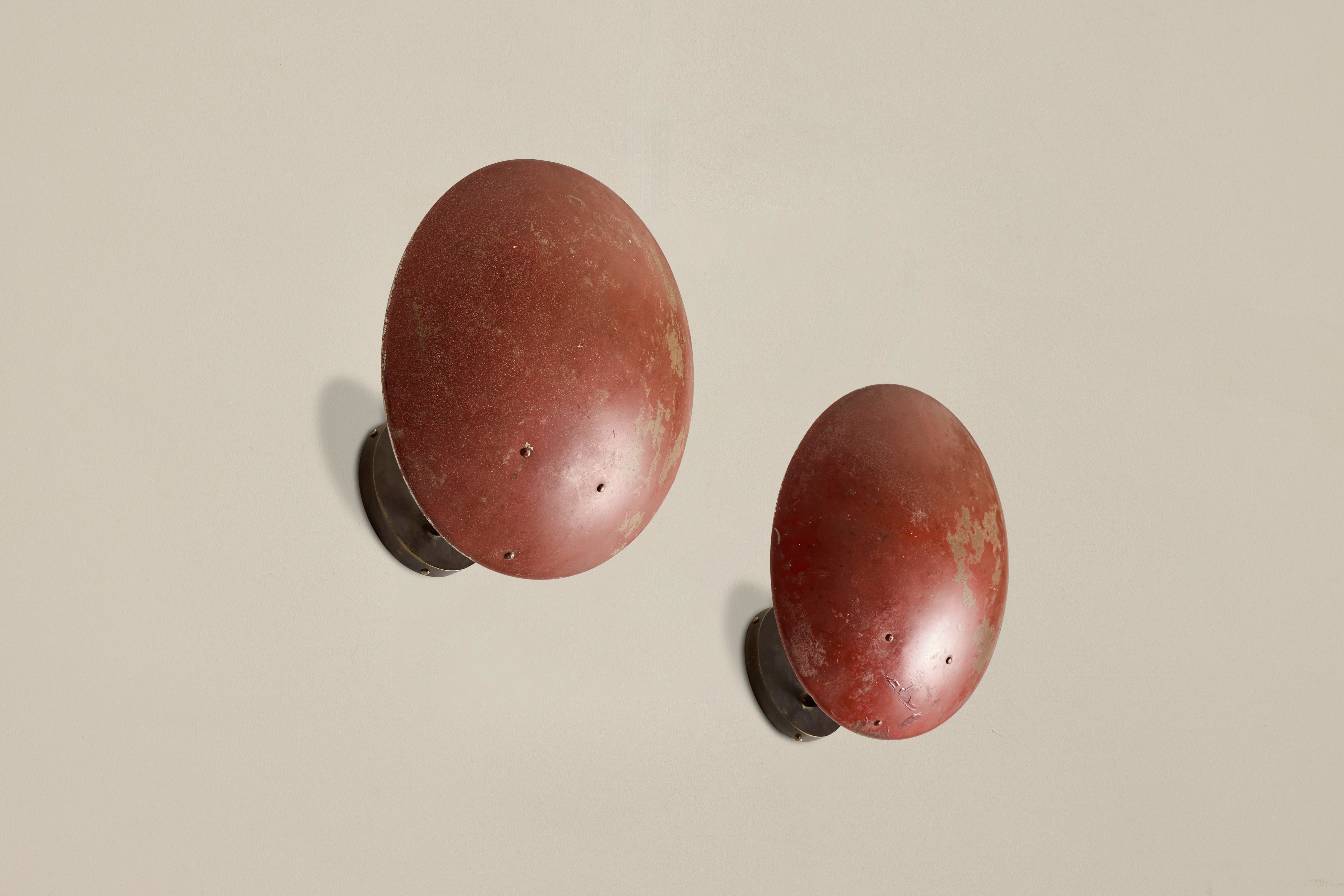 Pair of Red Dome Sconces