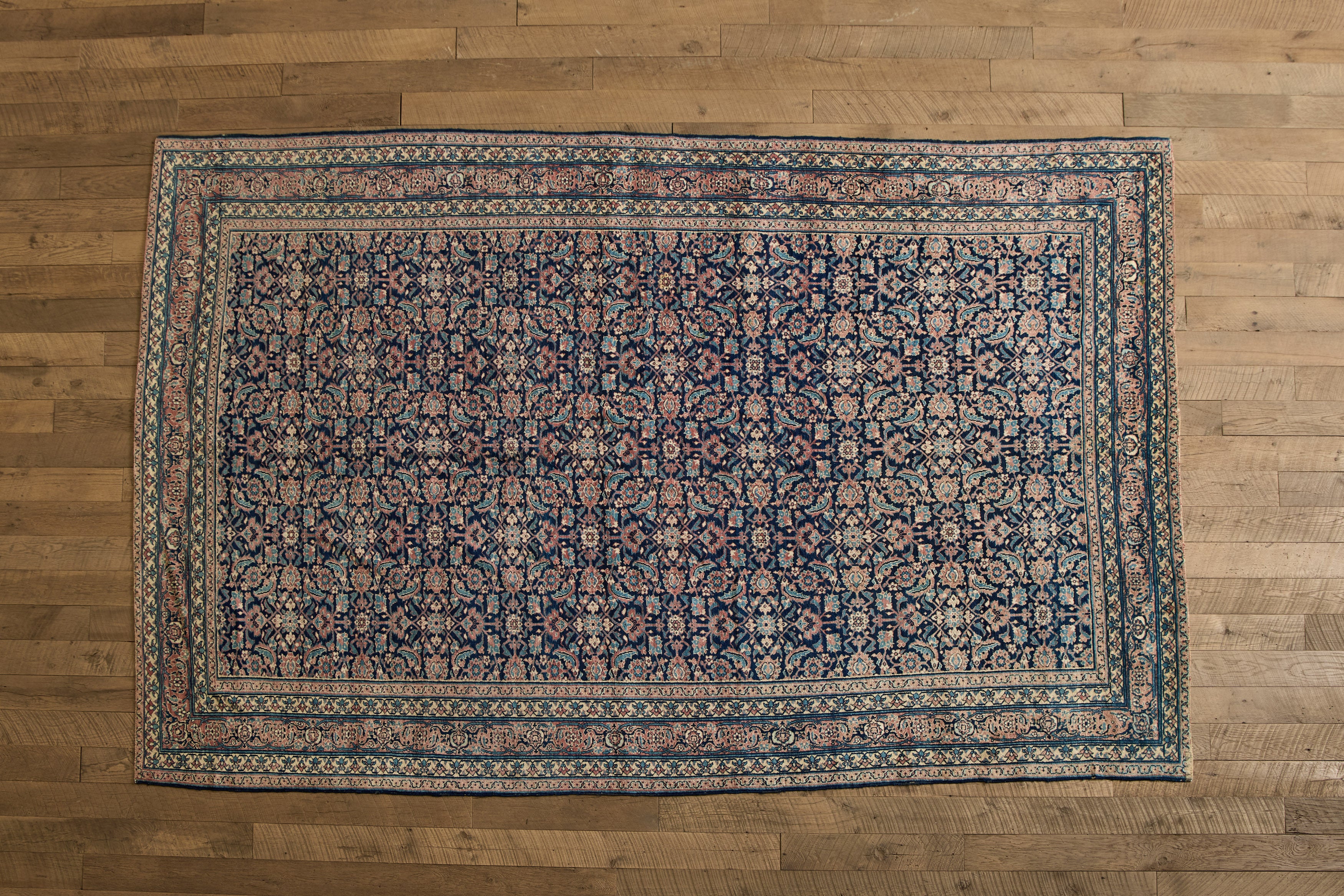 Blue Floral Mahal Rug  7'10 X 11'10