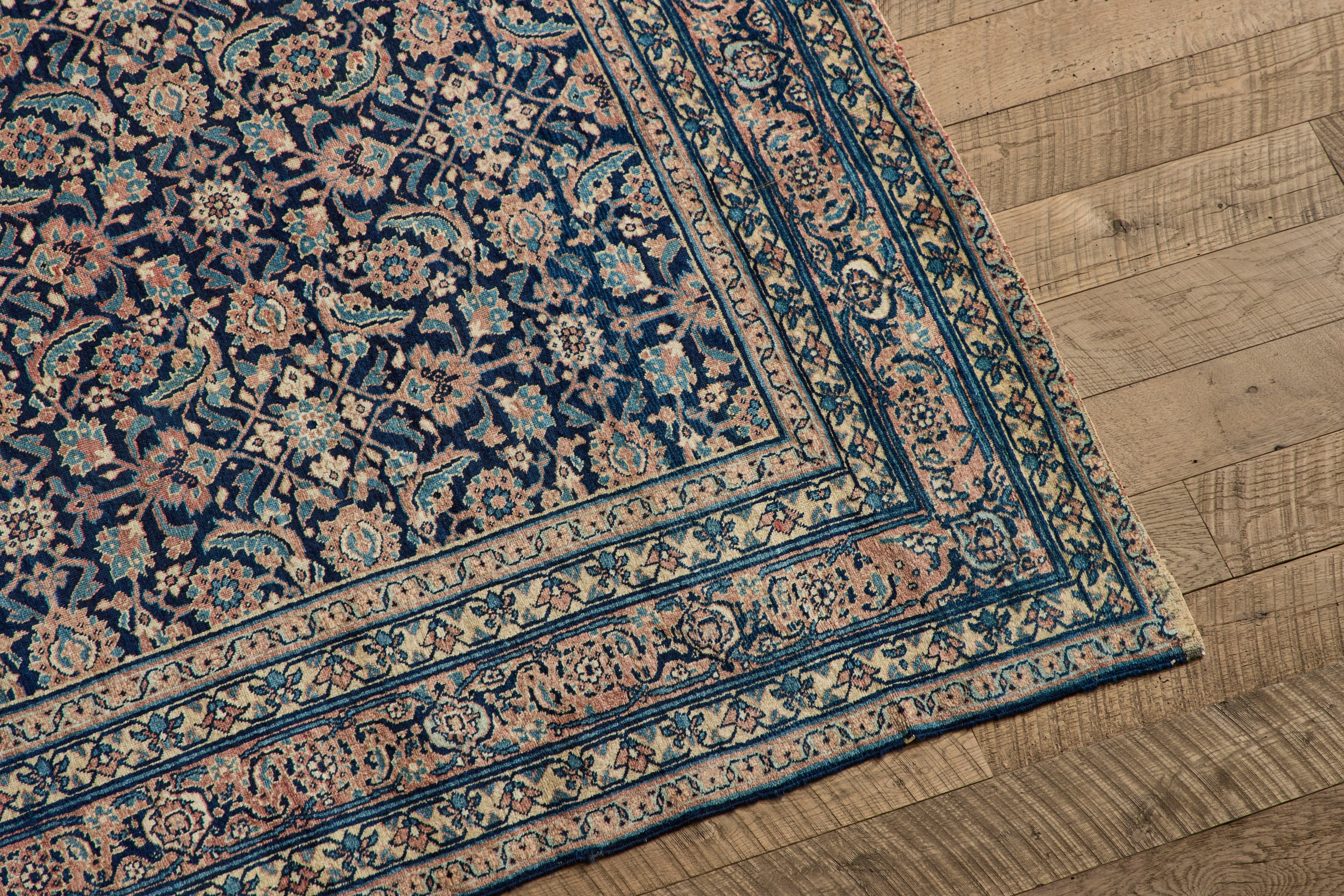 Blue Floral Mahal Rug  7'10 X 11'10