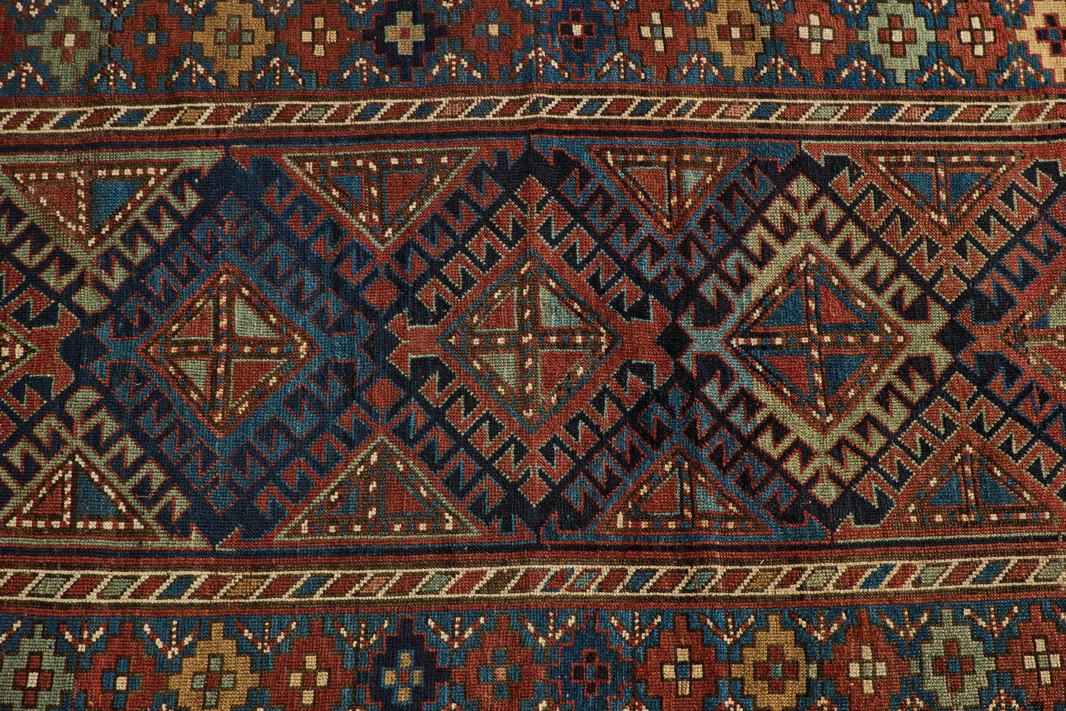 Blue & Red Kazak Rug 4'8 X 8'2