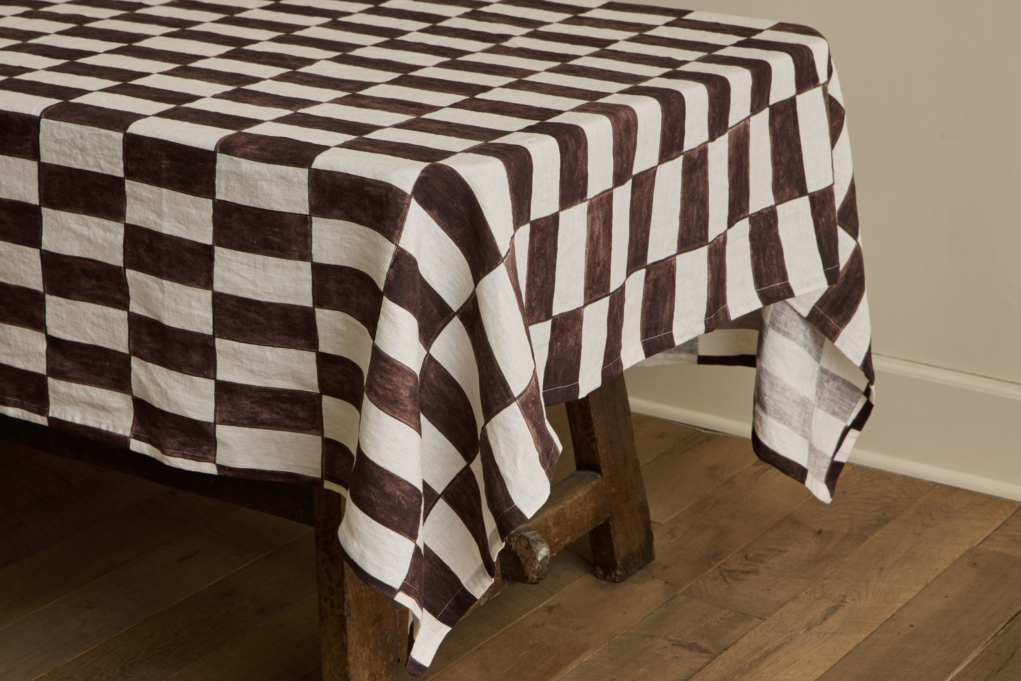 Linen Tablecloth in Brick Pattern
