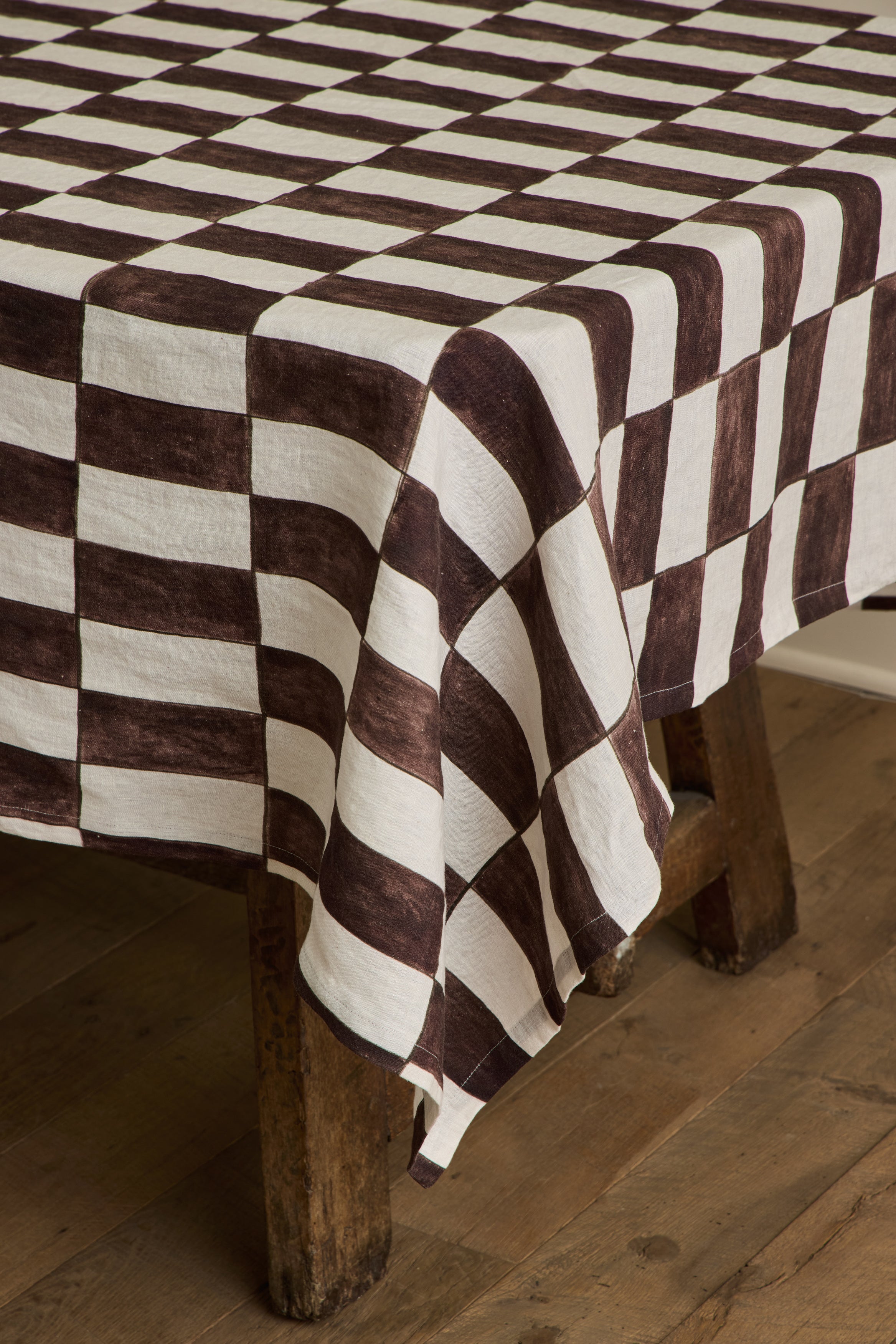 Linen Tablecloth in Brick Pattern