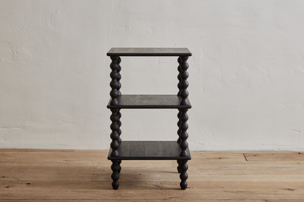 Alfred Newall 3-Tier Bobbin Side Table in Ebony