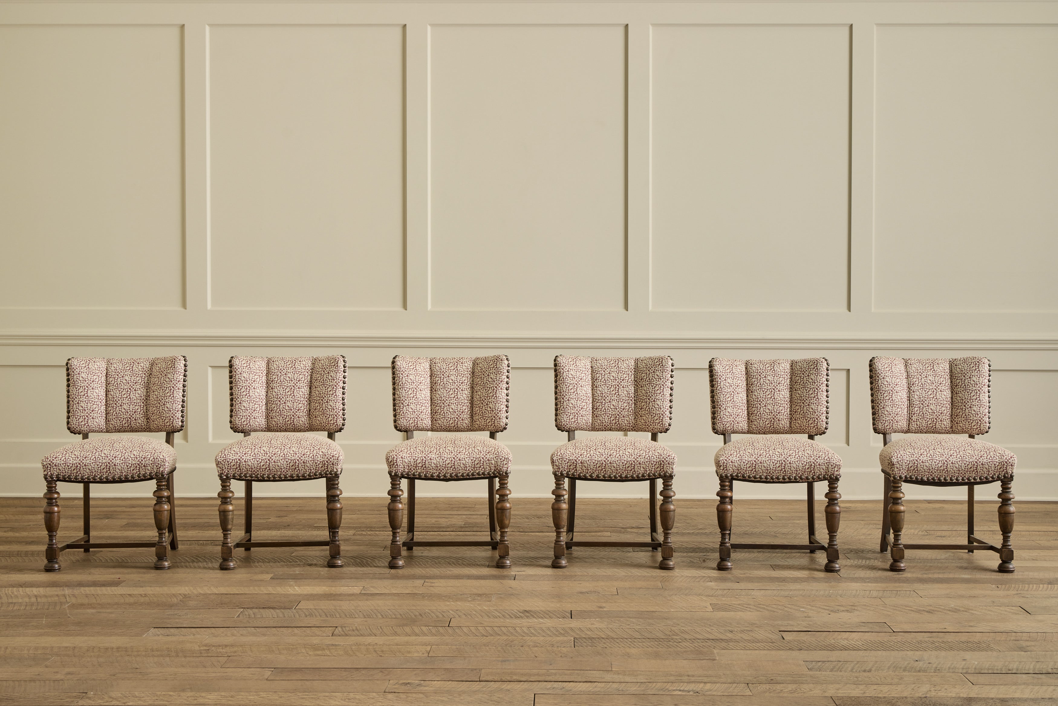 VTG SET OF 6 DARK OAK DINING CHAIRS