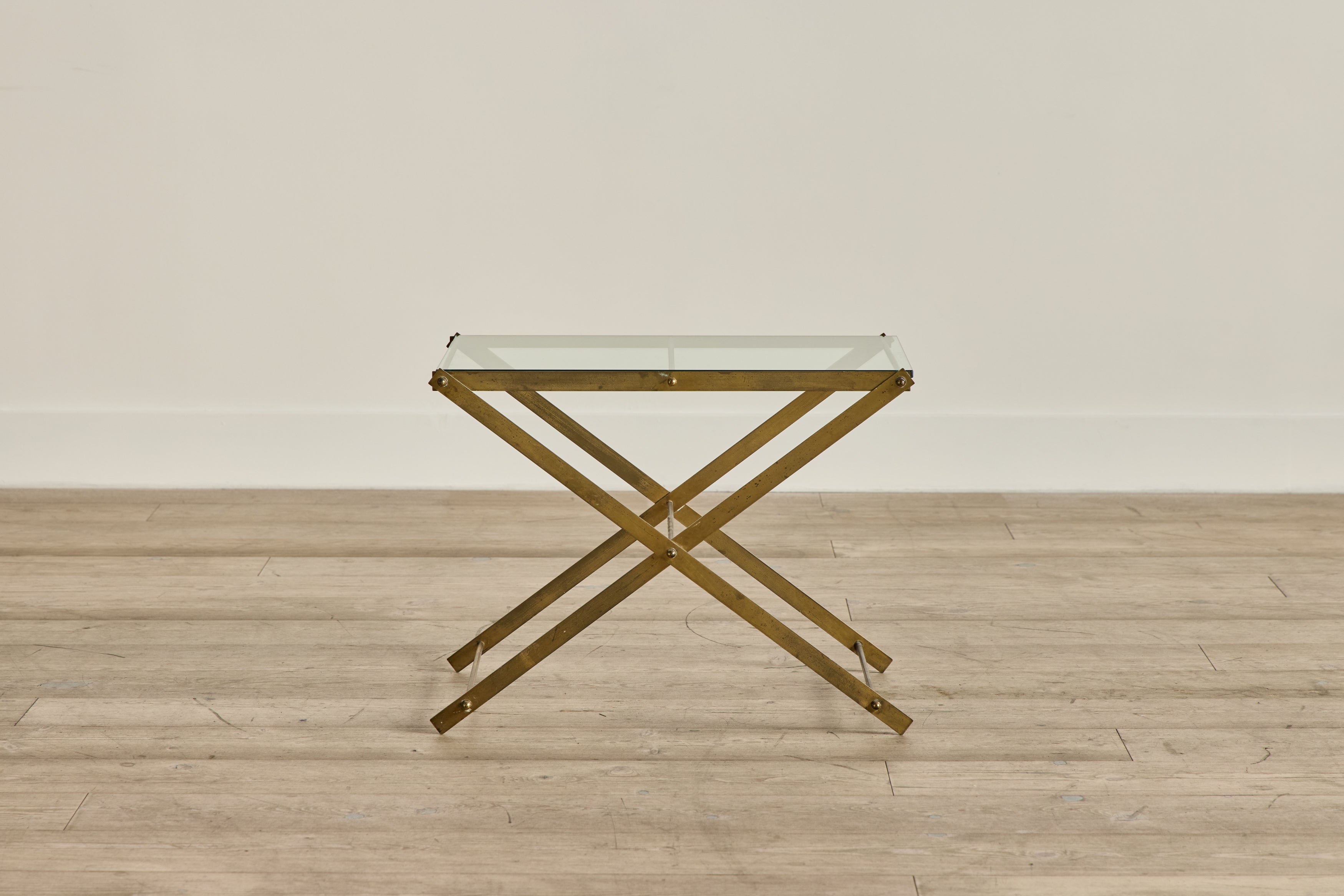 Mid Century Brass & Glass Side Table