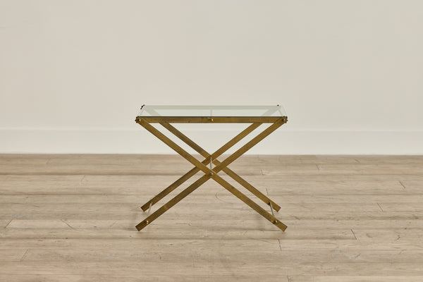 Mid Century Brass & Glass Side Table