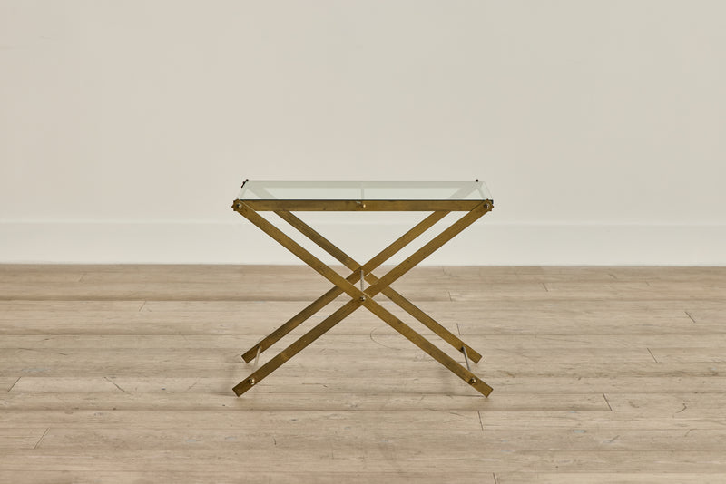 Mid Century Brass & Glass Side Table