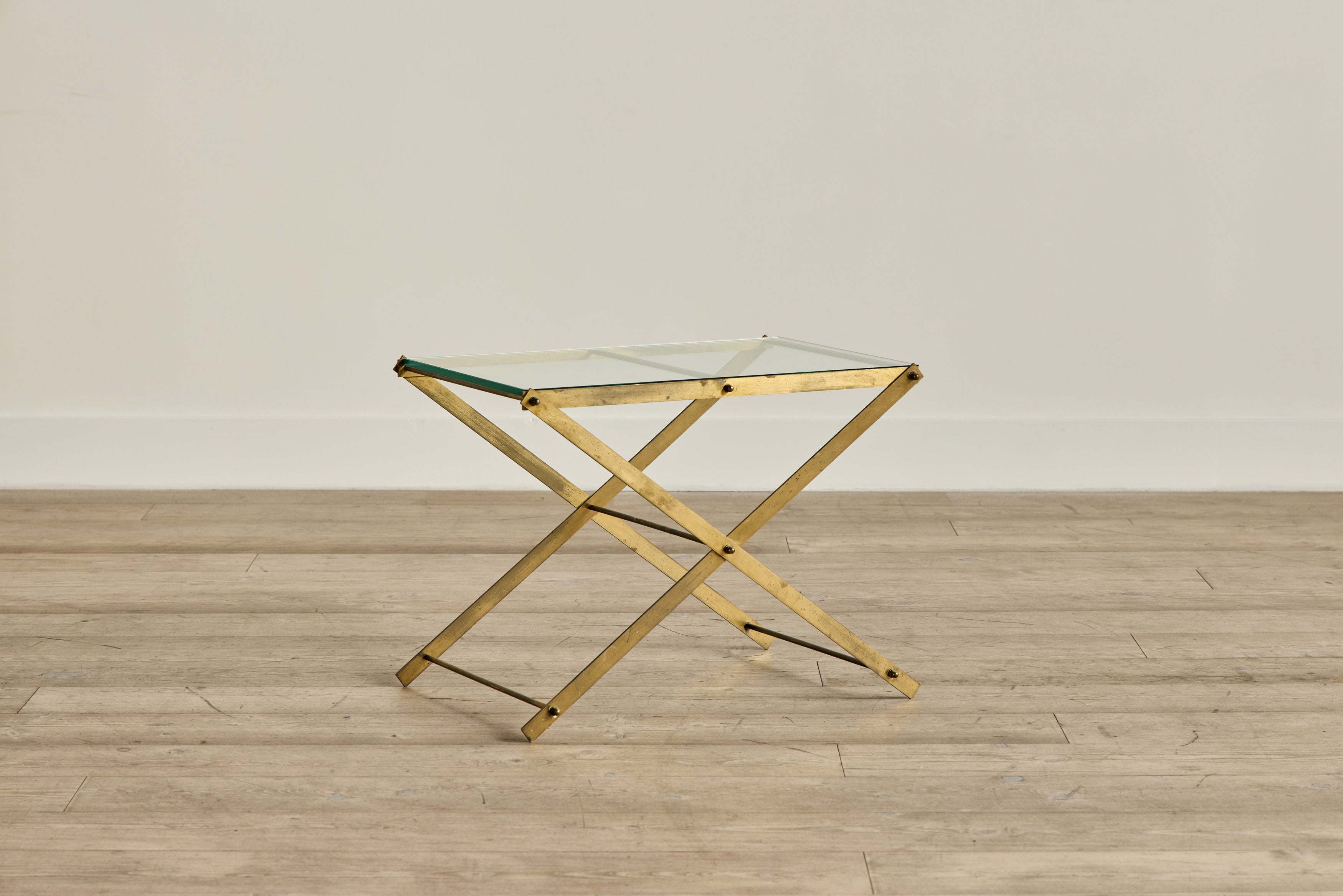 Mid Century Brass & Glass Side Table