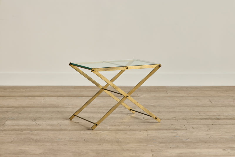 Mid Century Brass & Glass Side Table