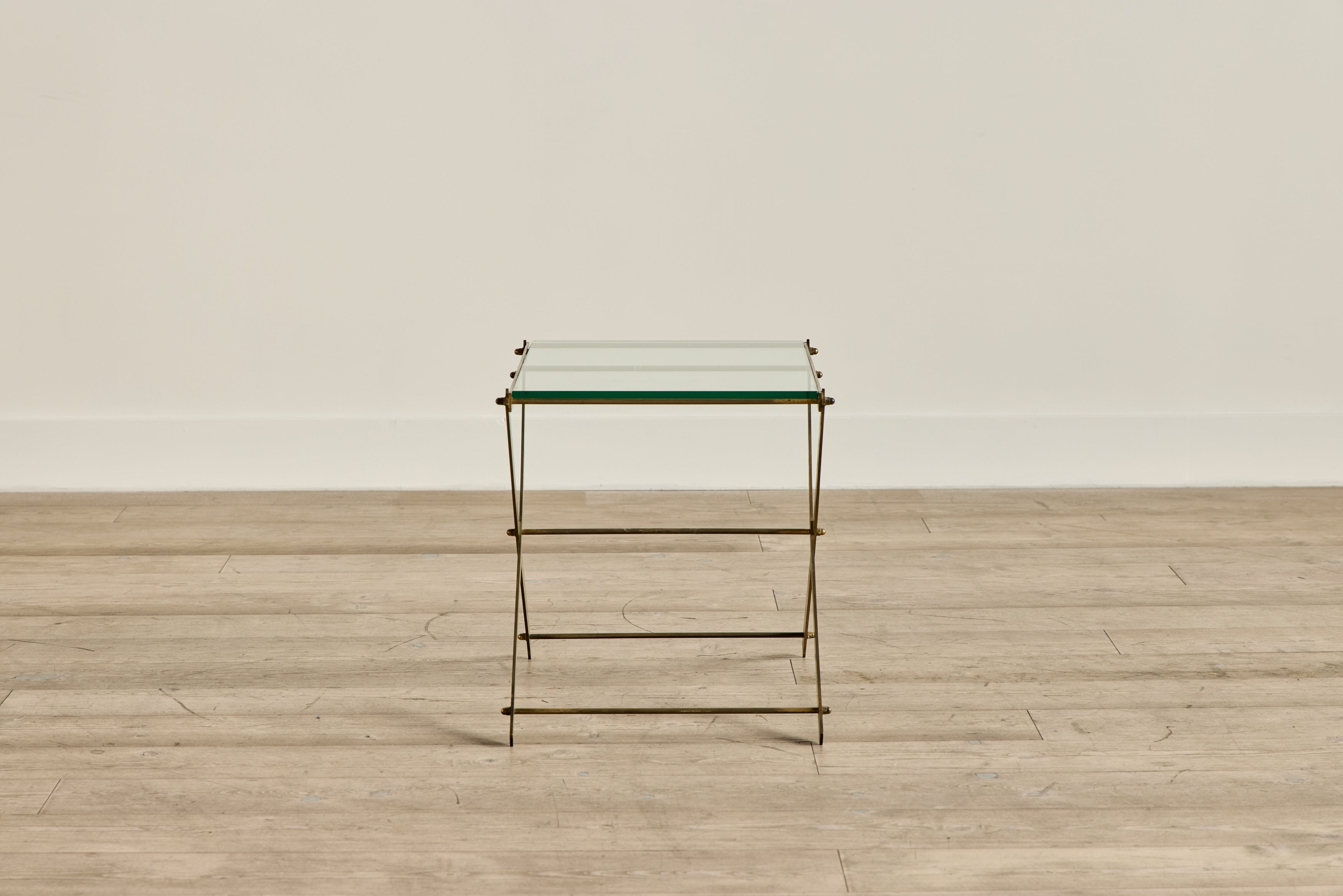 Mid Century Brass & Glass Side Table