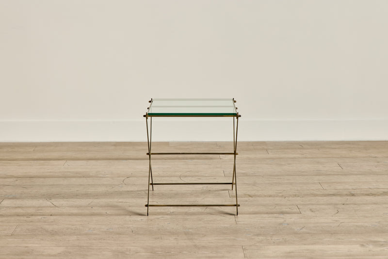 Mid Century Brass & Glass Side Table