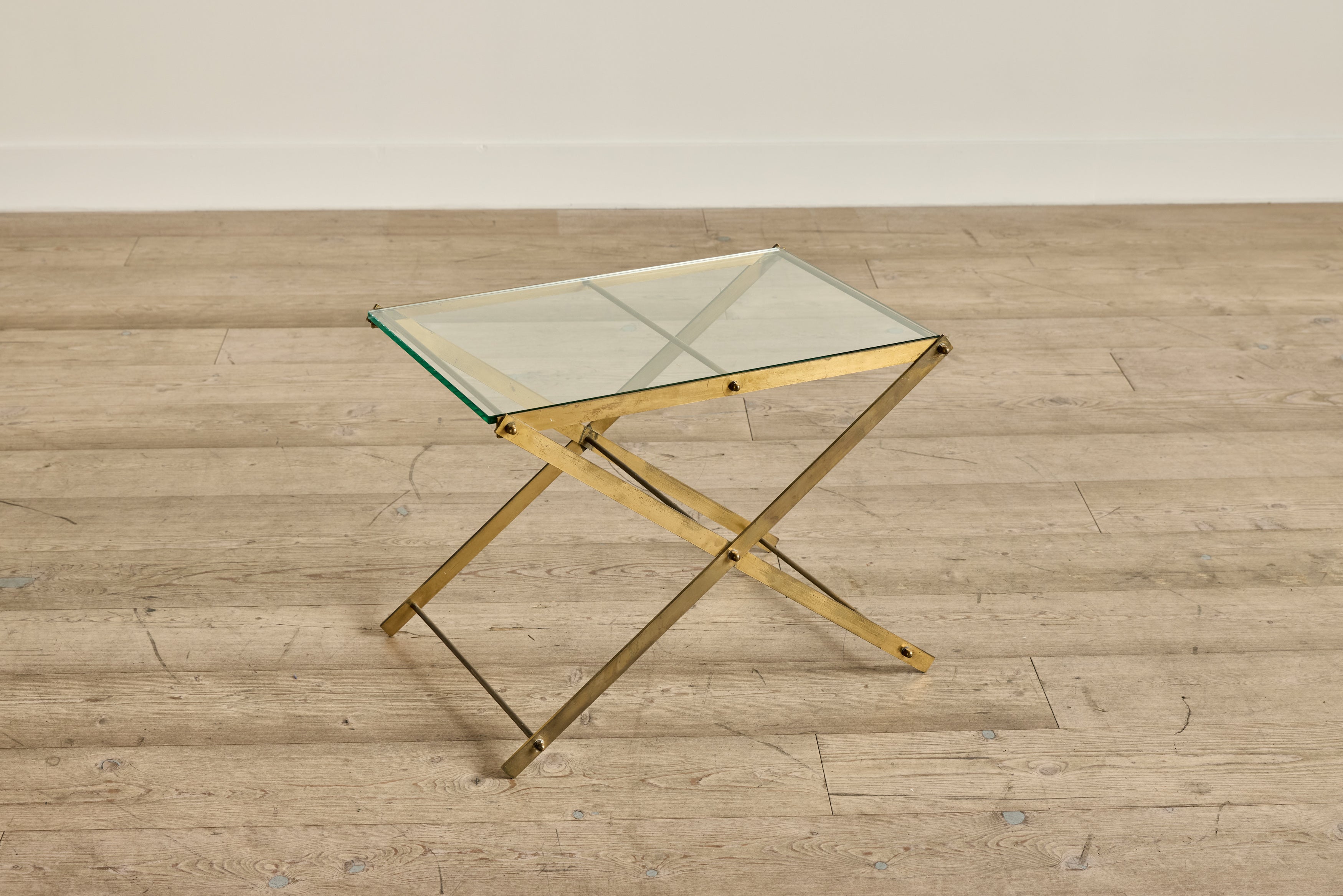 Mid Century Brass & Glass Side Table