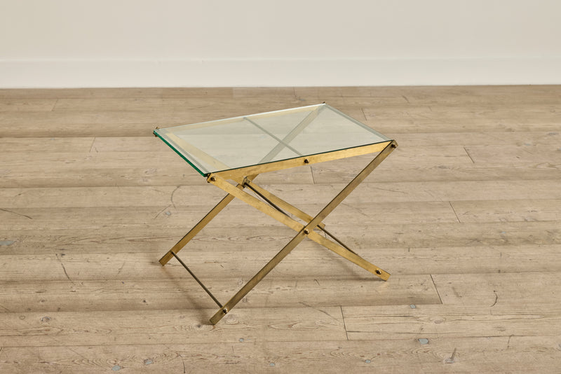 Mid Century Brass & Glass Side Table
