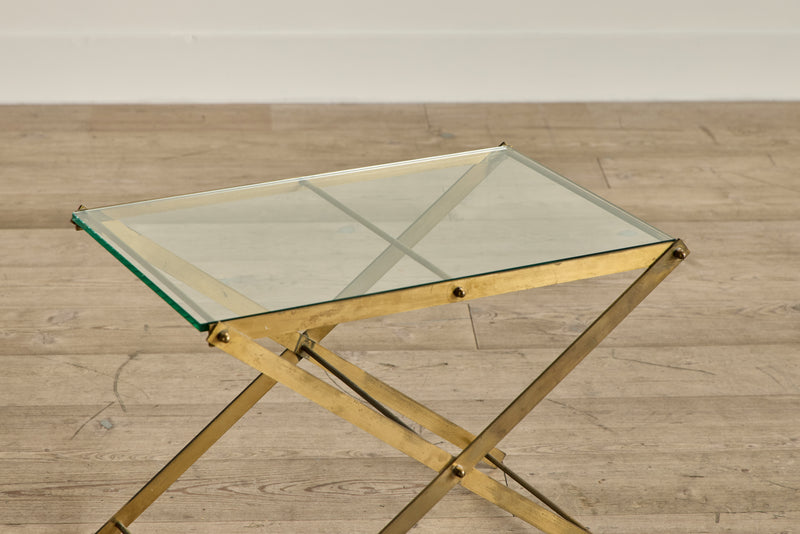 Mid Century Brass & Glass Side Table