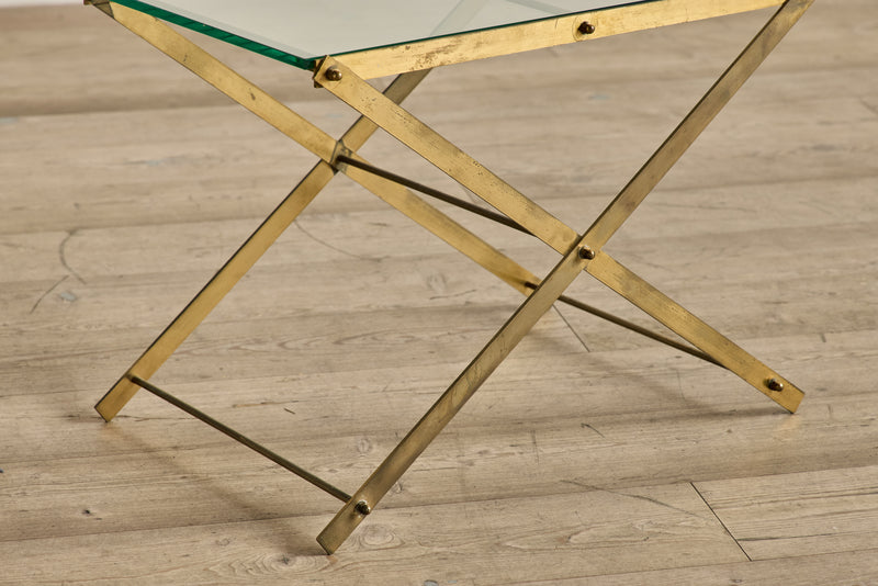 Mid Century Brass & Glass Side Table