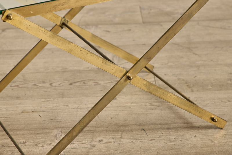 Mid Century Brass & Glass Side Table