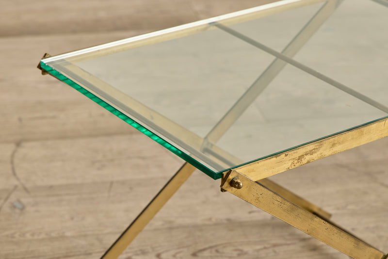 Mid Century Brass & Glass Side Table