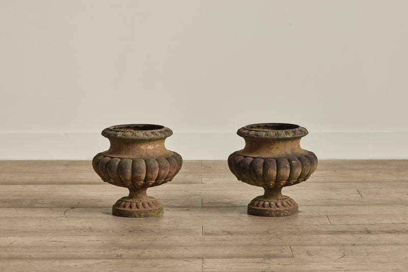 Pair of Cast Iron Urns