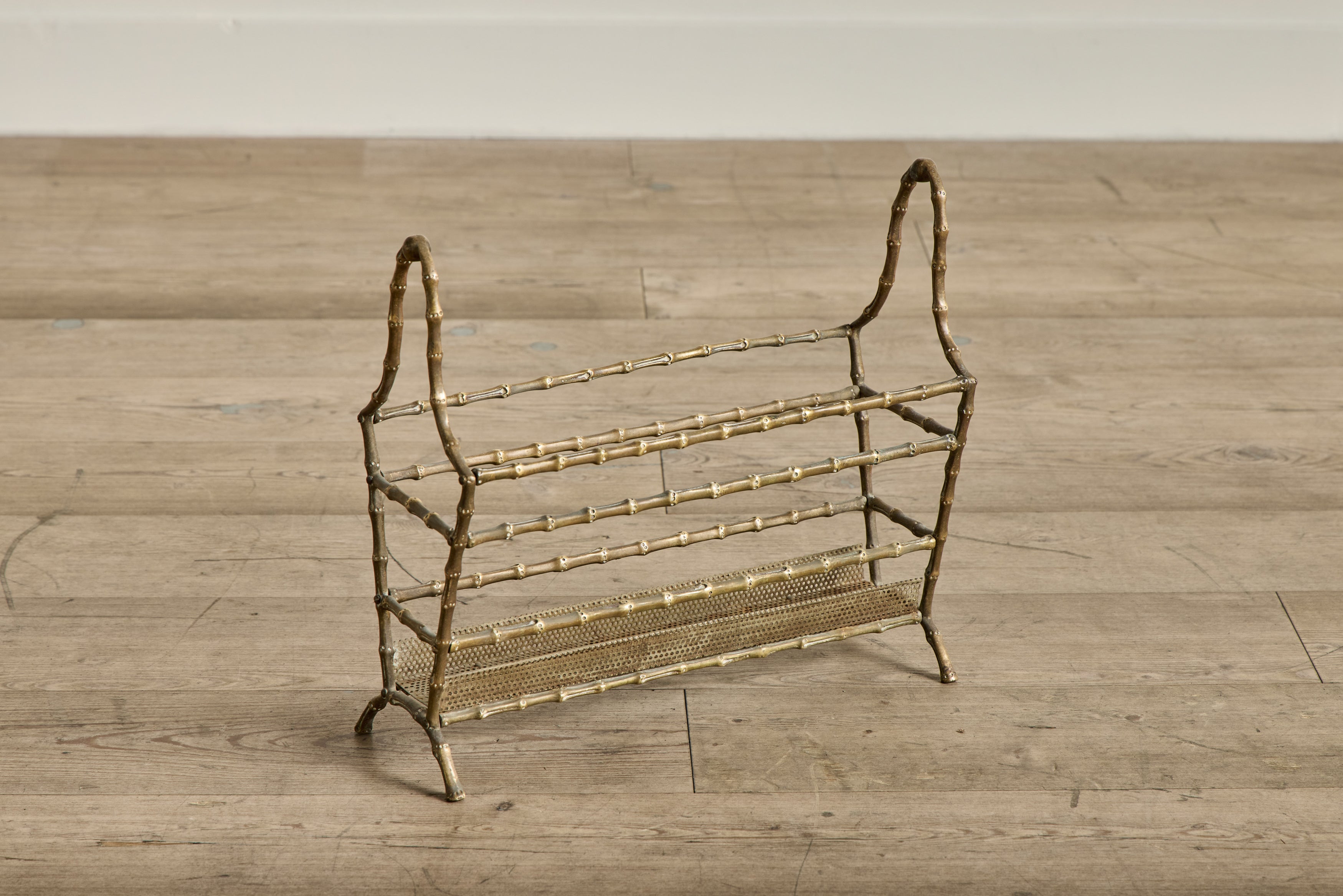Mid Century Brass Magazine Rack