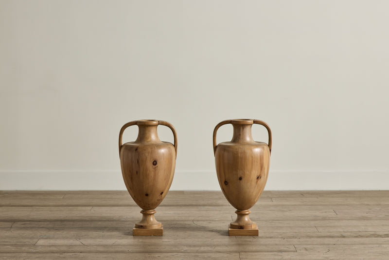 Pair of French Wood Urns