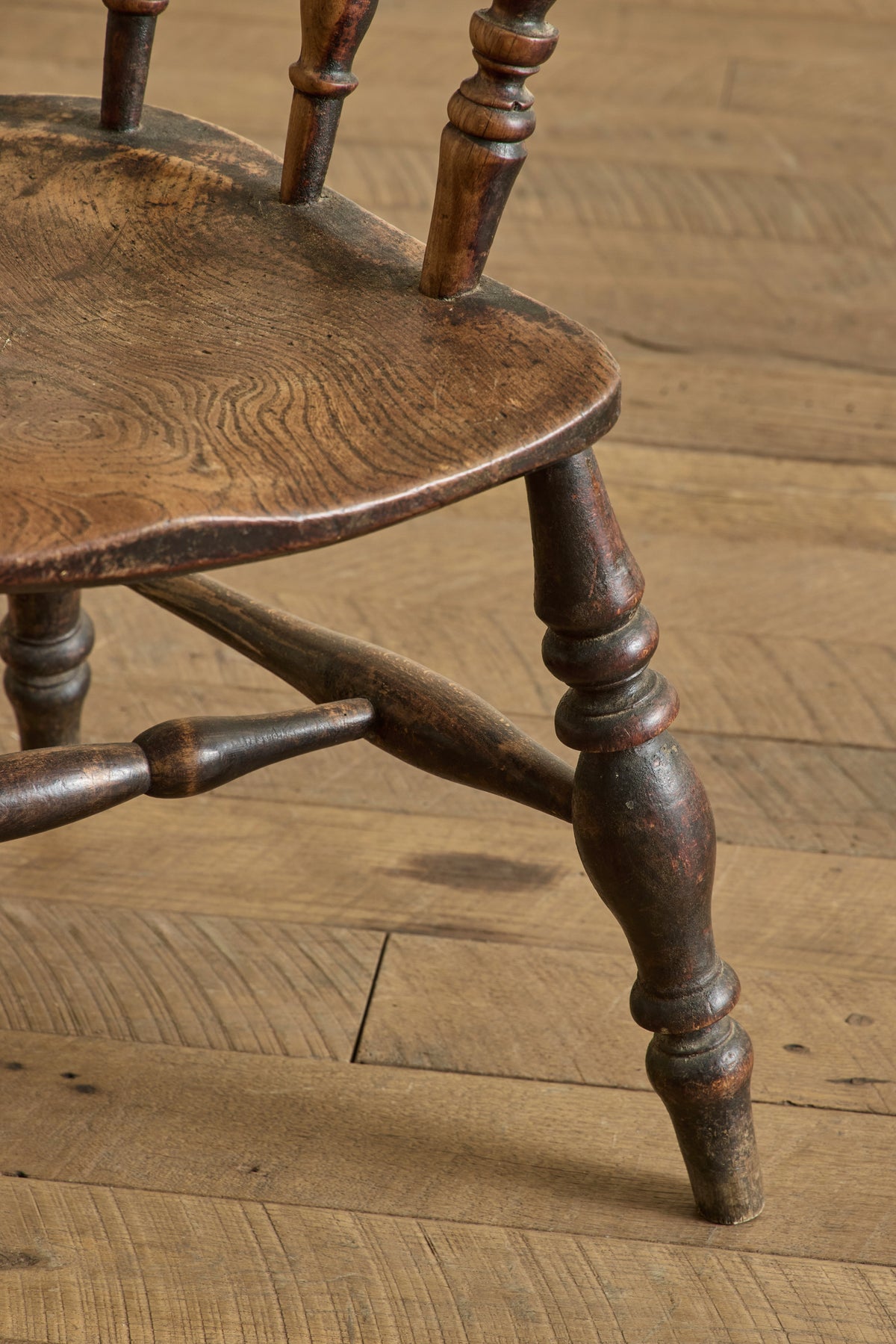 Pair of Elm Wood Side Chairs