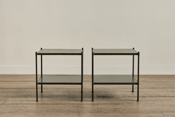 Pair of Iron & Wood Side Tables