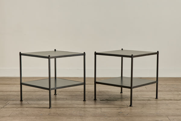 Pair of Iron & Wood Side Tables